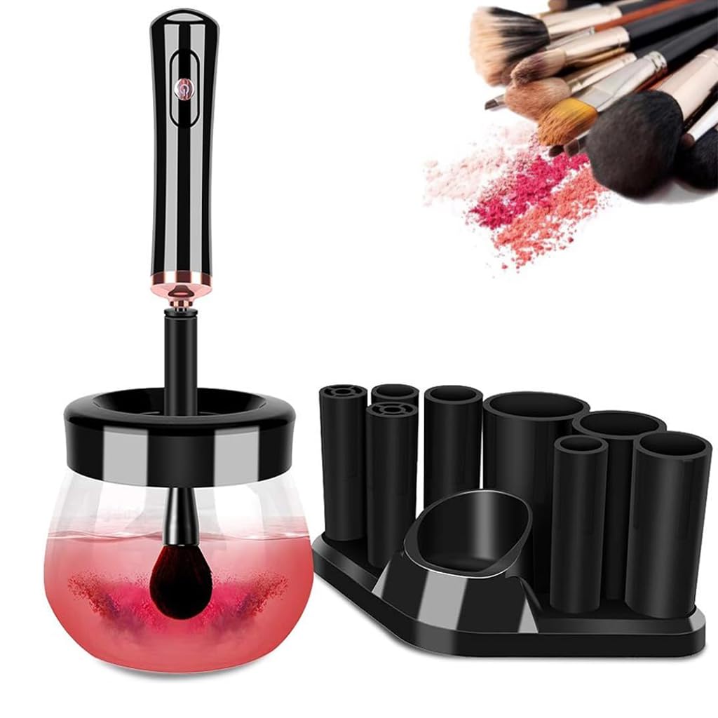 MAYCREATE Makeup Brush Cleaner and Dryer Machine, 2-in-1 Electric Cosmetic Automatic Brush Spinner with 8 Size Rubber Collars, Wash and Dry in Seconds, Suit for All Size Brushes MAYCREATE Makeup Brush Cleaner and Dryer Machine, 2-in-1 Electric Cosmetic Automatic Brush Spinner with 8 Size Rubber Collars, Wash and Dry in Seconds, Suit for All Size Brushes